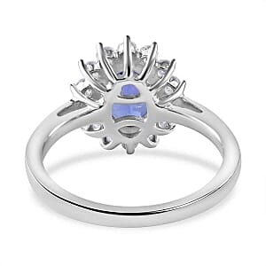 Tanzanite and Moissianite 1.83 ctw Ring in Rhodium Over Sterling Silver (Size 10.0)