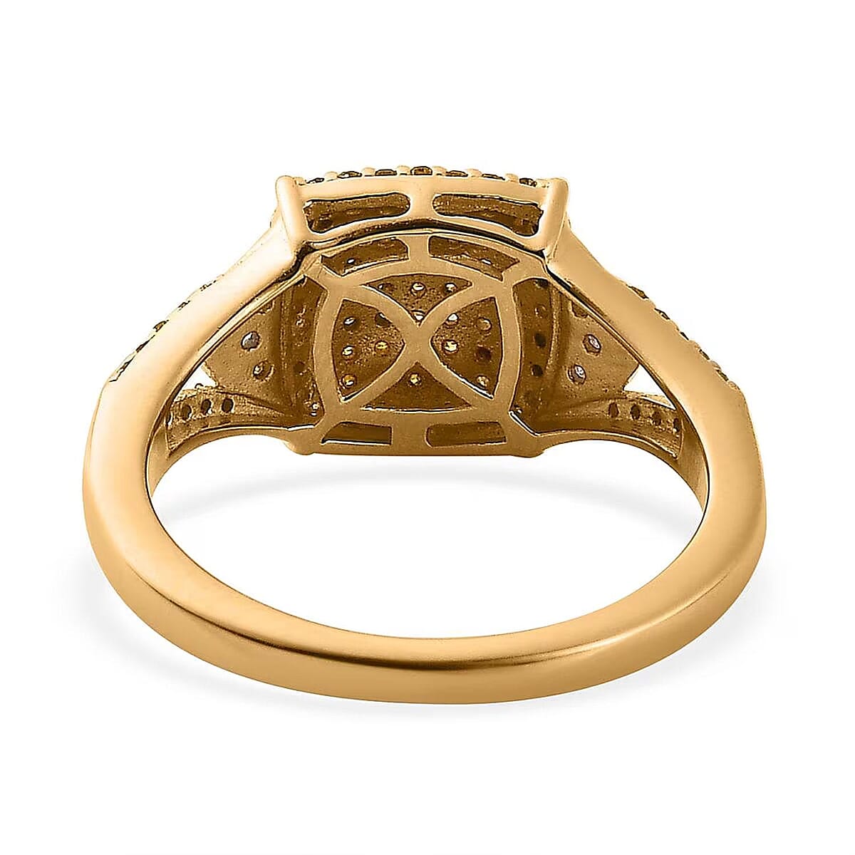 Yellow and White Diamond 0.50 ctw Split Shank Ring in Vermeil Yellow Gold Over Sterling Silver (Size 6.0) image number 7