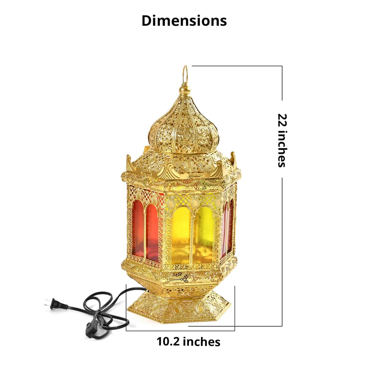 Antique Lamp in Gold Plating (UL Plug ) & (E26 Bulb Not Included) (10.2"x22") image number 4