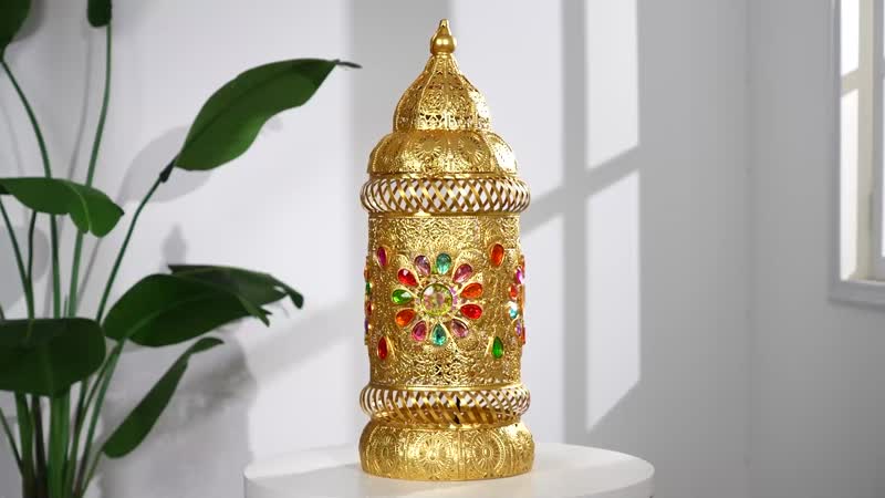 Antique Lamp in Gold Plating (UL Plug ) & (E26 Bulb Not Included) (10"x25.6")