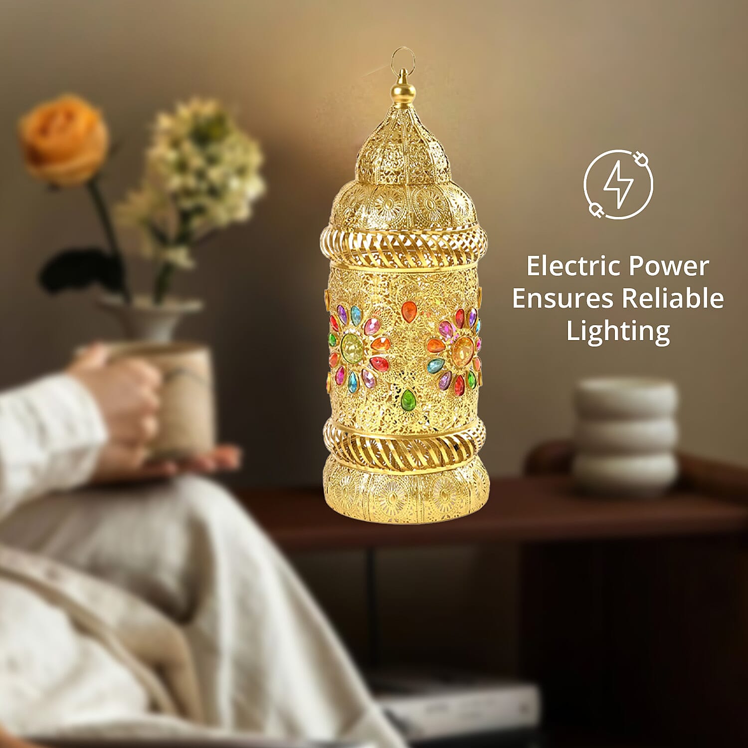 Antique Lamp in Gold Plating (UL Plug ) & (E26 Bulb Not Included)