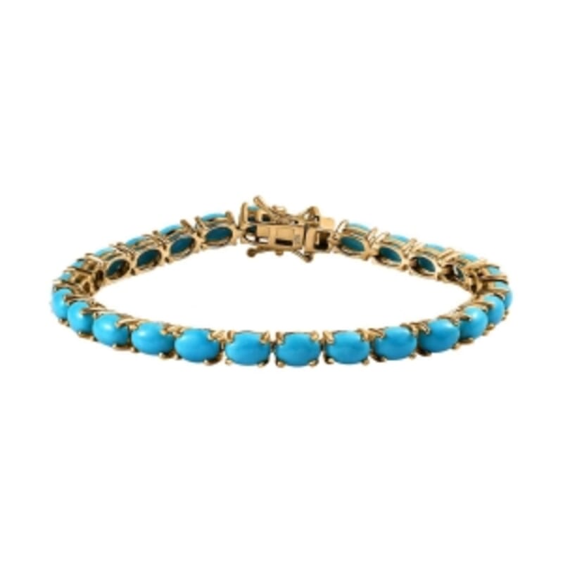 Sleeping Beauty Turquoise 17.50 ctw Bracelet in 14K Yellow Gold Over Sterling Silver (7.5 In) (11.39 g)