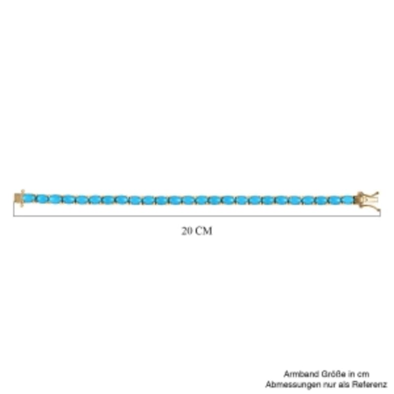 Sleeping Beauty Turquoise 17.50 ctw Bracelet in 14K Yellow Gold Over Sterling Silver (7.5 In) (11.39 g)