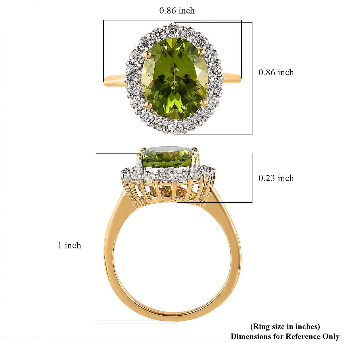 Premium Peridot and Moissanite Halo Ring in Vermeil Yellow Gold Over Sterling Silver (Size 5.0) 4.10 ctw image number 5