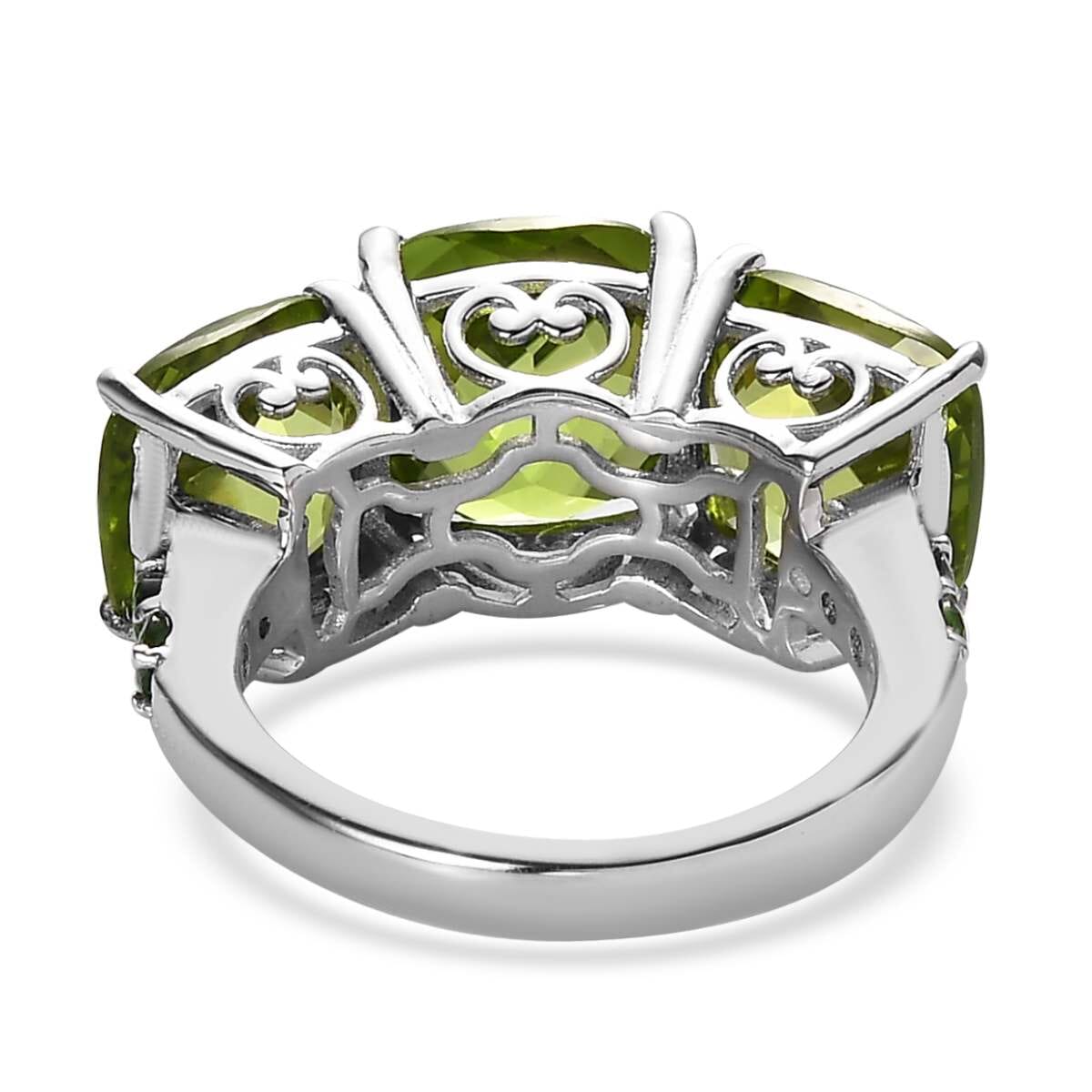 Premium Peridot and Chrome Diopside Trilogy Ring in Rhodium Over Sterling Silver 11.25 ctw image number 4