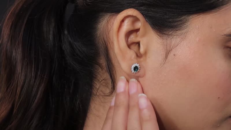 Monte Belo Indicolite and Moissanite Sunburst Stud Earrings in Platinum Over Sterling Silver 1.10 ctw