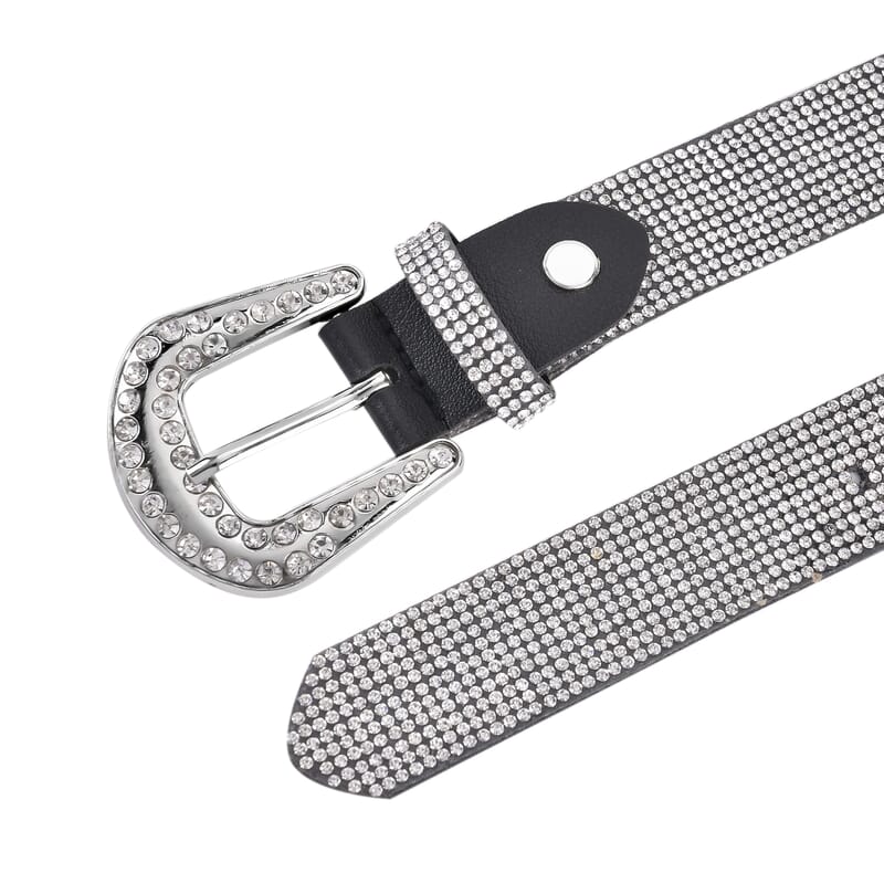 Silver Color Crystal Belt with Buckle