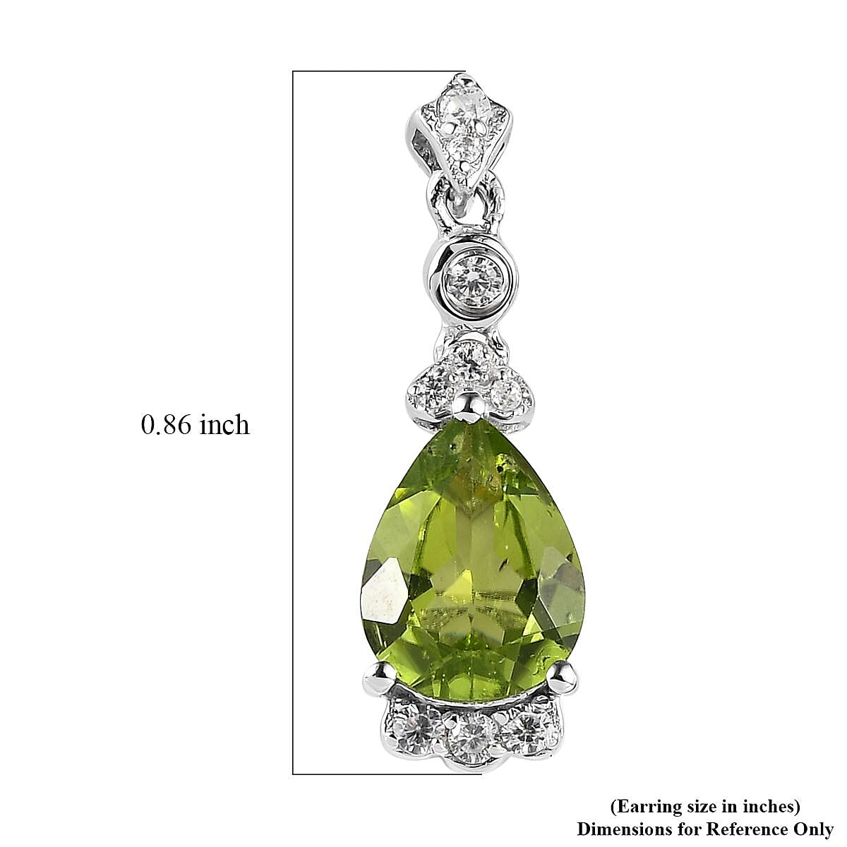 Premium Peridot and White Zircon Drop Earrings in Rhodium Over Sterling Silver 3.70 ctw image number 4
