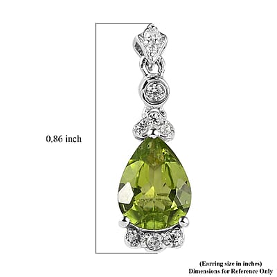 Premium Peridot and White Zircon Drop Earrings in Rhodium Over Sterling Silver 3.70 ctw