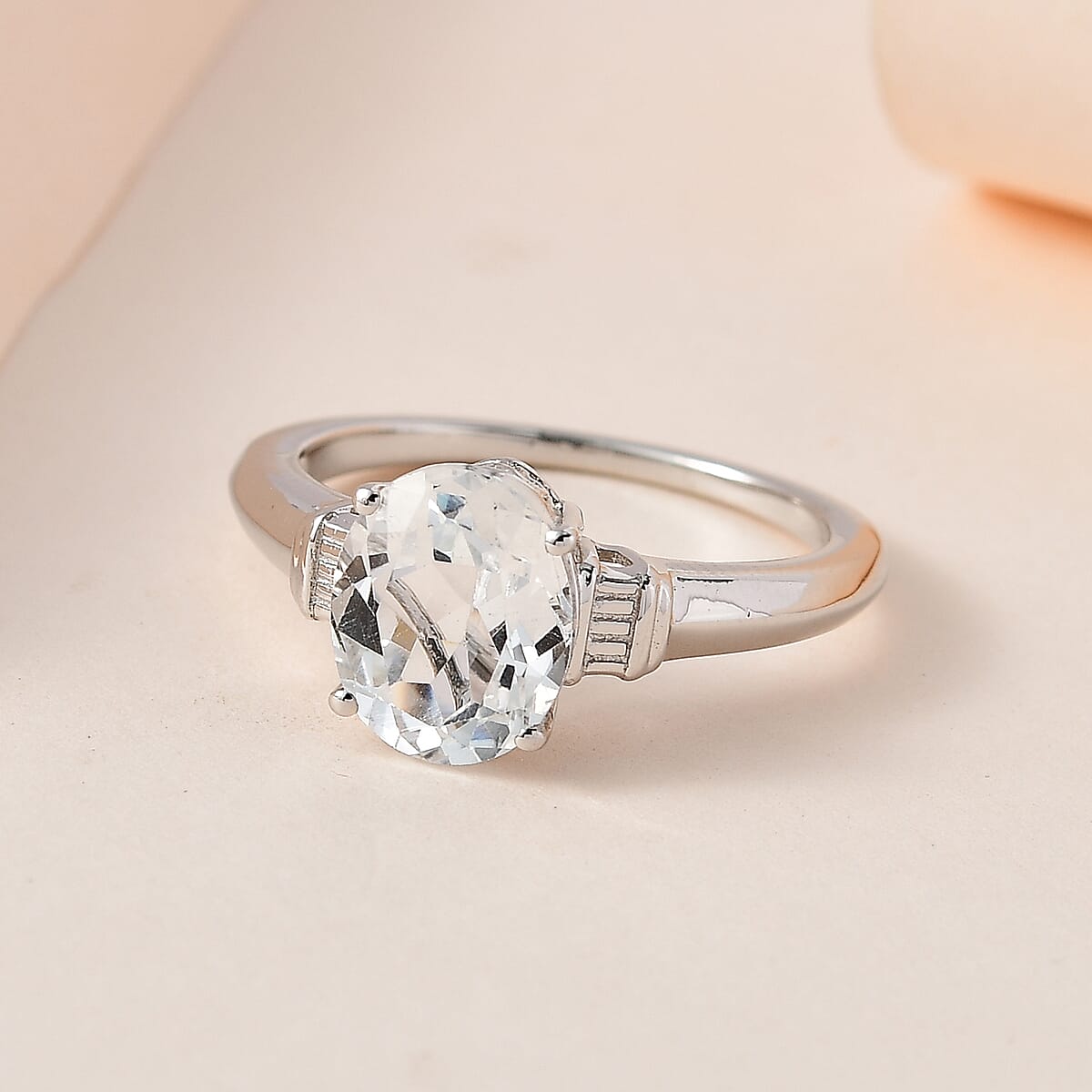 White Topaz Solitaire Ring in Platinum Over Sterling Silver (Size 8.0) 3.15 ctw image number 1