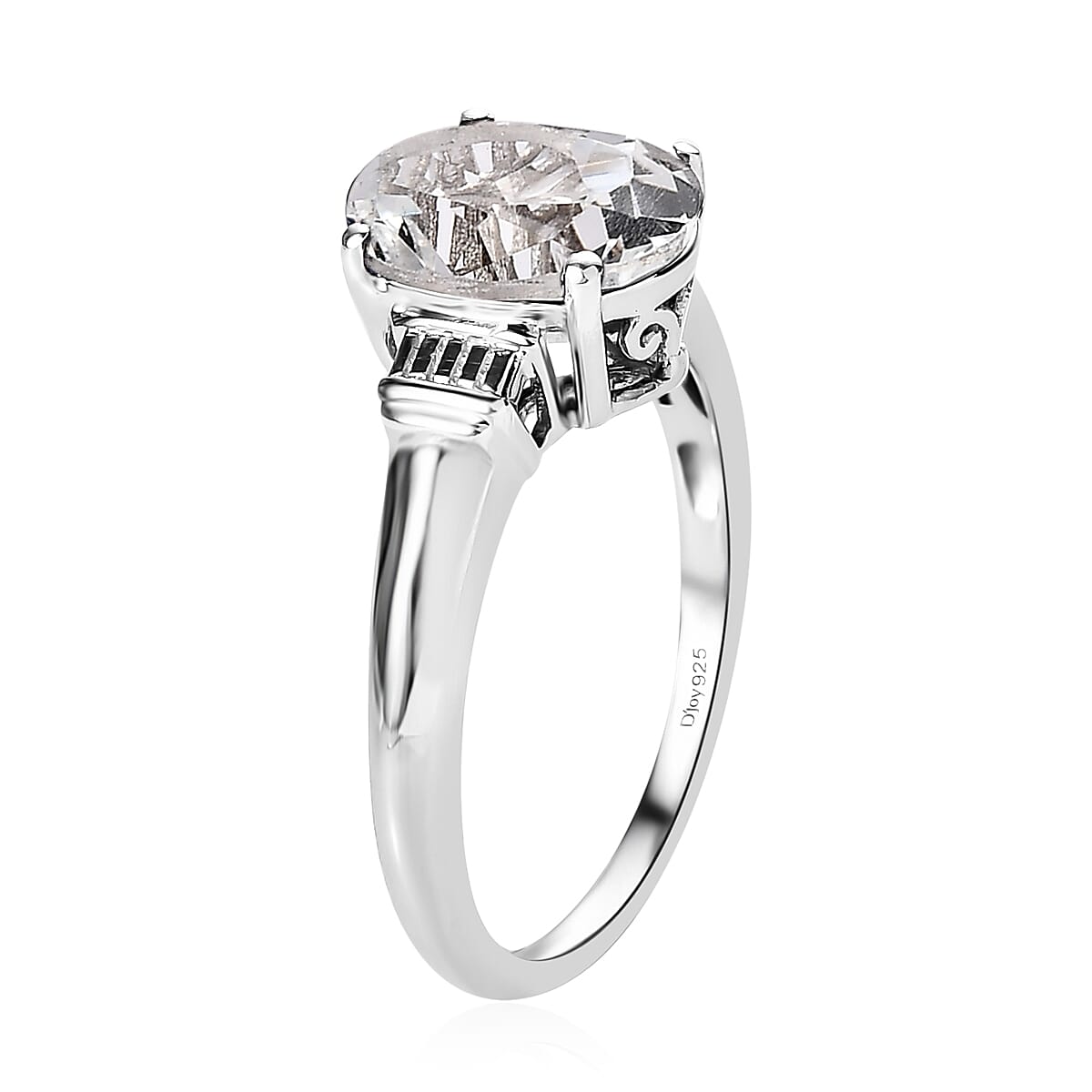 White Topaz Solitaire Ring in Platinum Over Sterling Silver (Size 8.0) 3.15 ctw image number 3