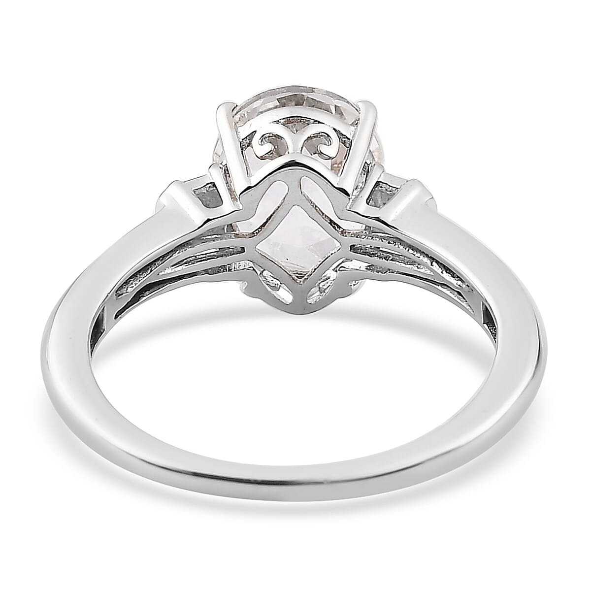 White Topaz Solitaire Ring in Platinum Over Sterling Silver (Size 8.0) 3.15 ctw image number 4