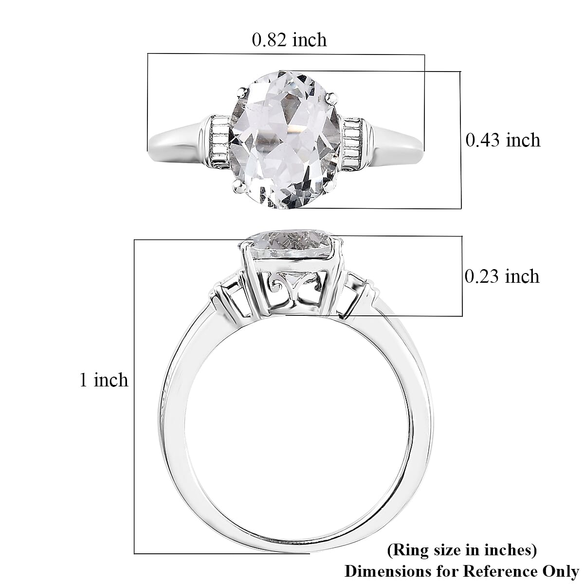 White Topaz Solitaire Ring in Platinum Over Sterling Silver (Size 8.0) 3.15 ctw image number 5