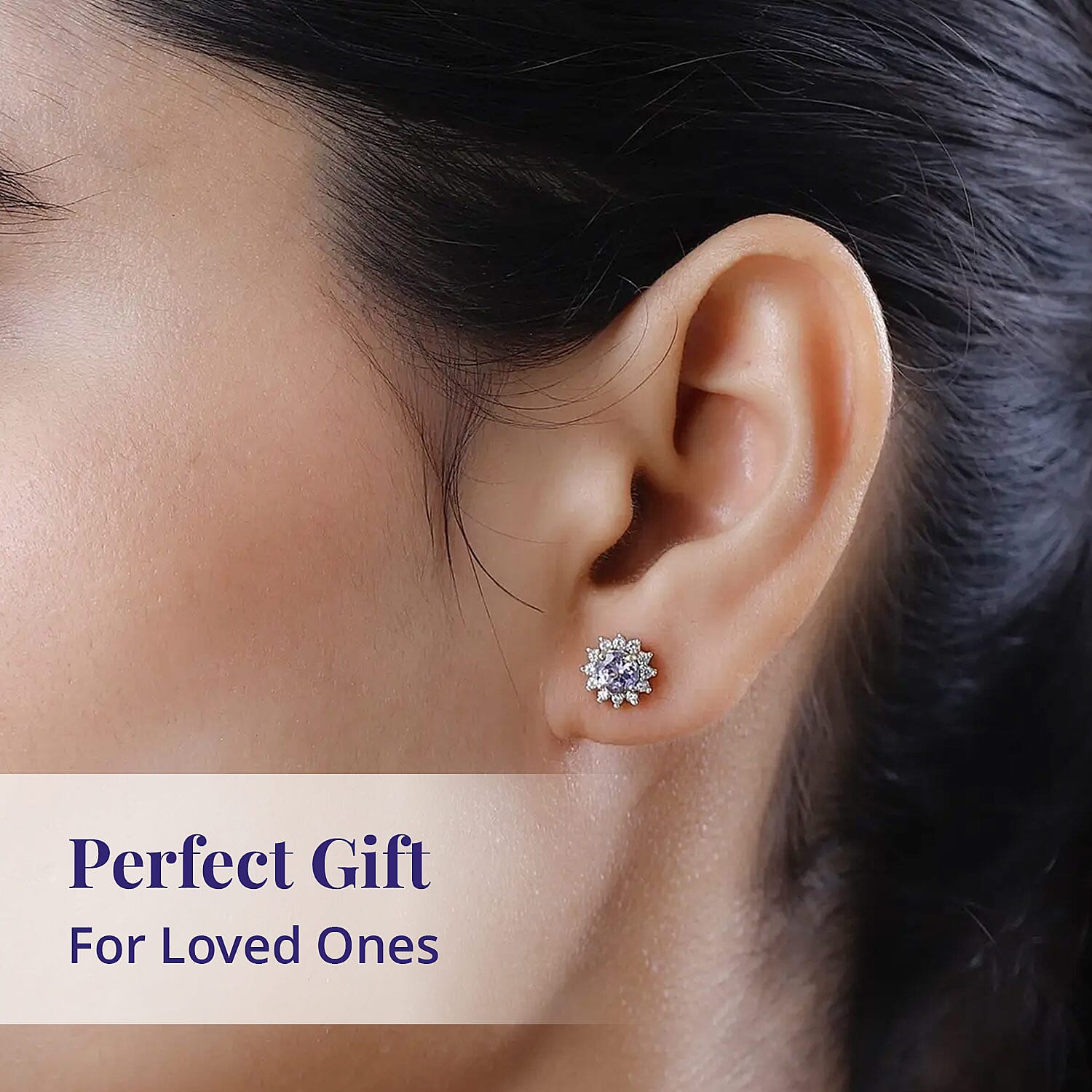 Tanzanite and White Zircon Sunburst Earrings in Vermeil Yellow Gold Over Sterling Silver 1.00 ctw
