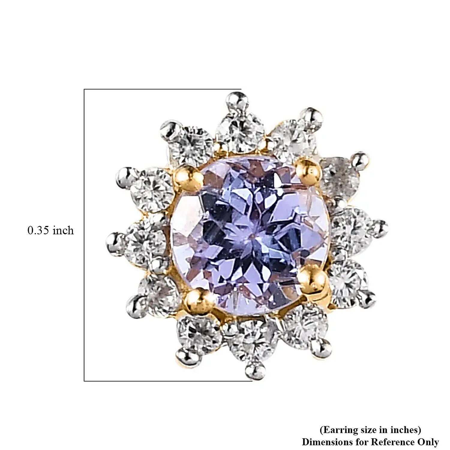 Tanzanite and White Zircon Sunburst Earrings in Vermeil Yellow Gold Over Sterling Silver 1.00 ctw