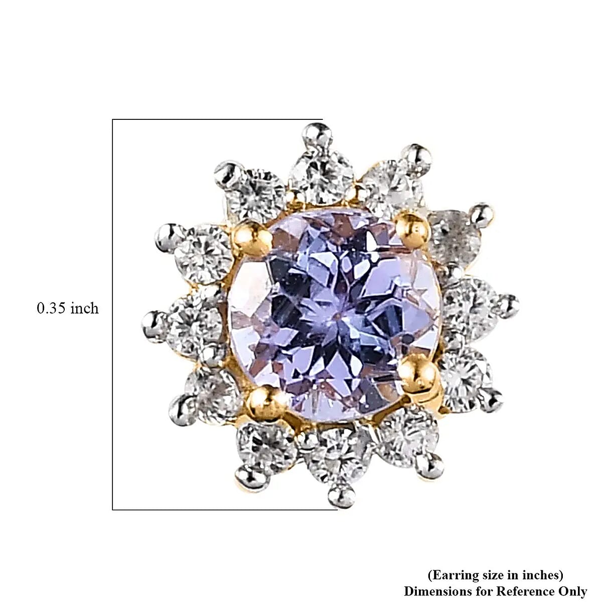 Tanzanite and White Zircon Sunburst Earrings in Vermeil Yellow Gold Over Sterling Silver 1.00 ctw image number 5