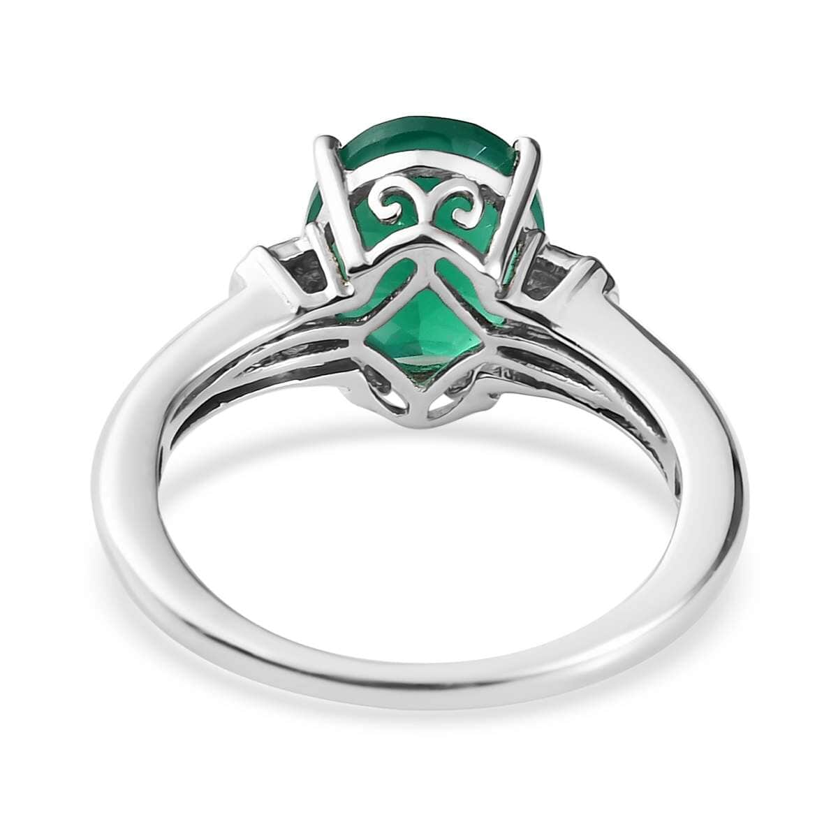 Green Onyx Solitaire Ring in Platinum Over Sterling Silver (Size 6.0) 2.25 ctw image number 4