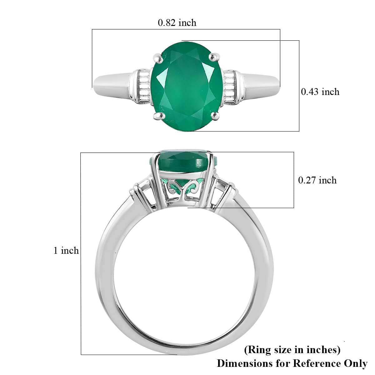 Green Onyx Solitaire Ring in Platinum Over Sterling Silver (Size 6.0) 2.25 ctw image number 5