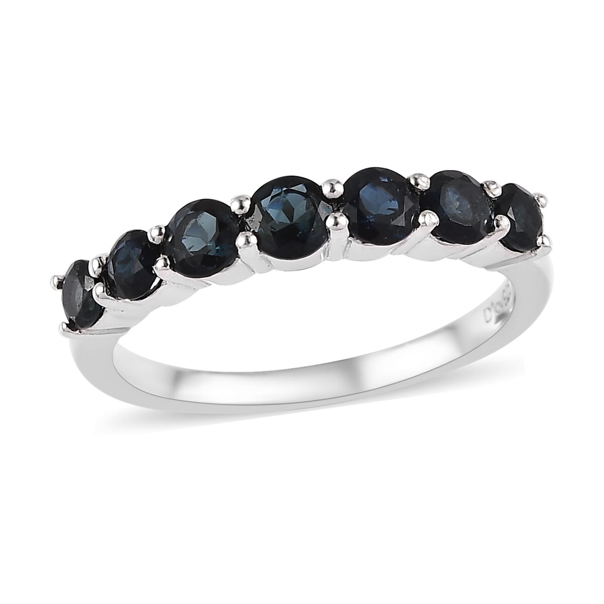 Premium Monte Belo Indicolite 7 Stone Ring in Platinum Over Sterling Silver 0.85 ctw image number 0