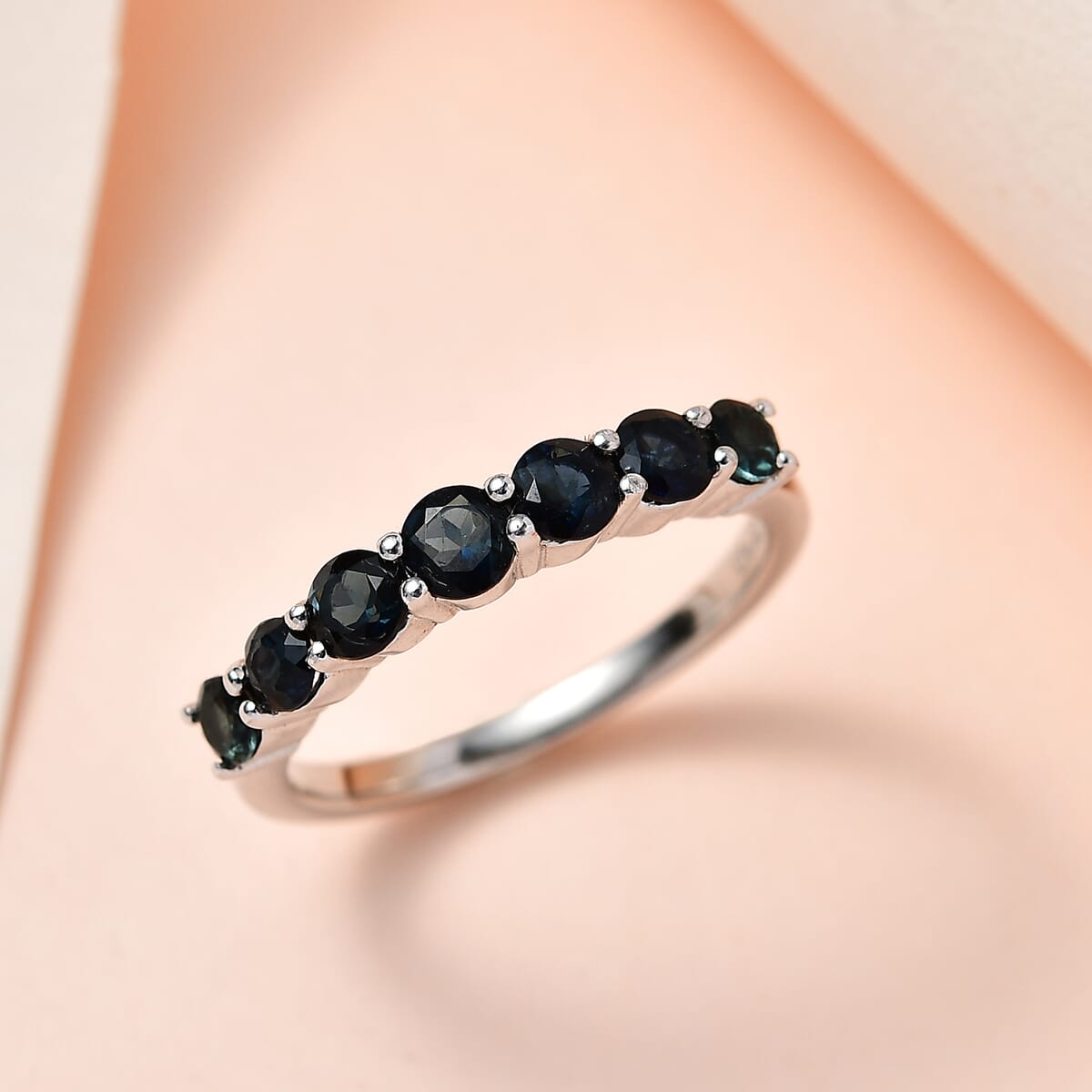 Premium Monte Belo Indicolite 7 Stone Ring in Platinum Over Sterling Silver 0.85 ctw image number 1