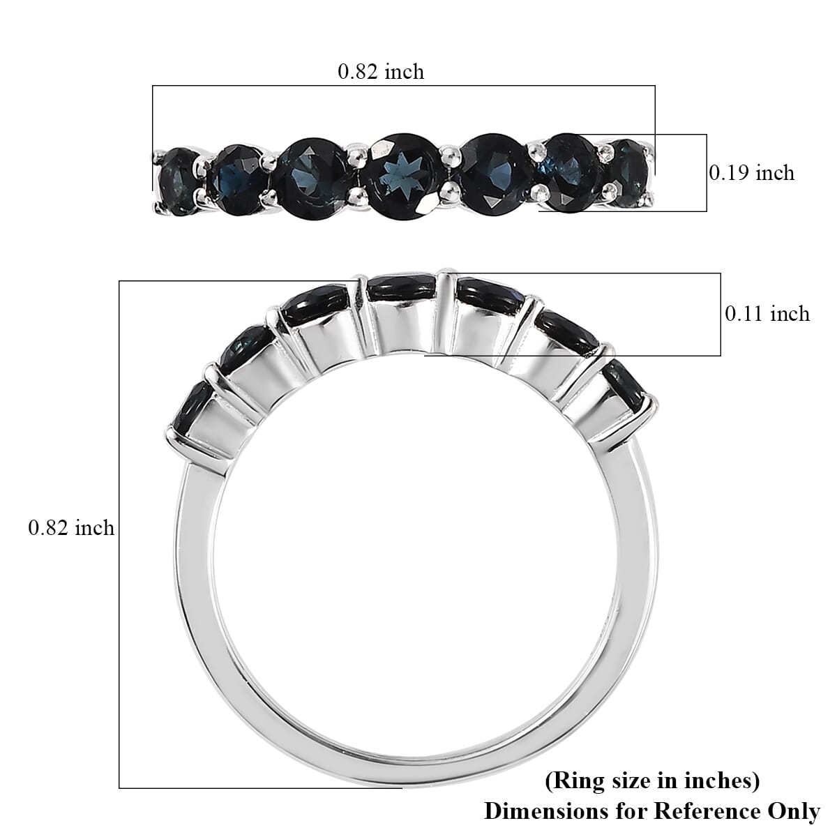 Premium Monte Belo Indicolite 7 Stone Ring in Platinum Over Sterling Silver 0.85 ctw image number 5
