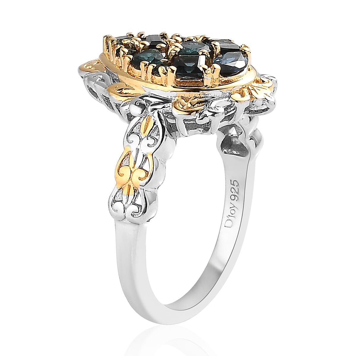 Premium Monte Belo Indicolite Ring in Vermeil YG and Platinum Over Sterling Silver 0.85 ctw image number 3