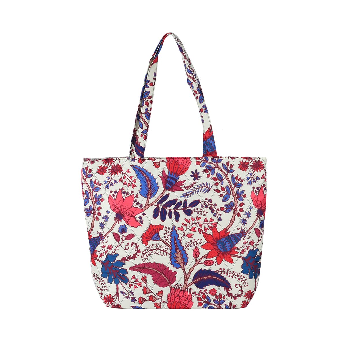 Beige and Mulit Color Flower Pattern Tote Bag (17"x4.5"x13.5") image number 0