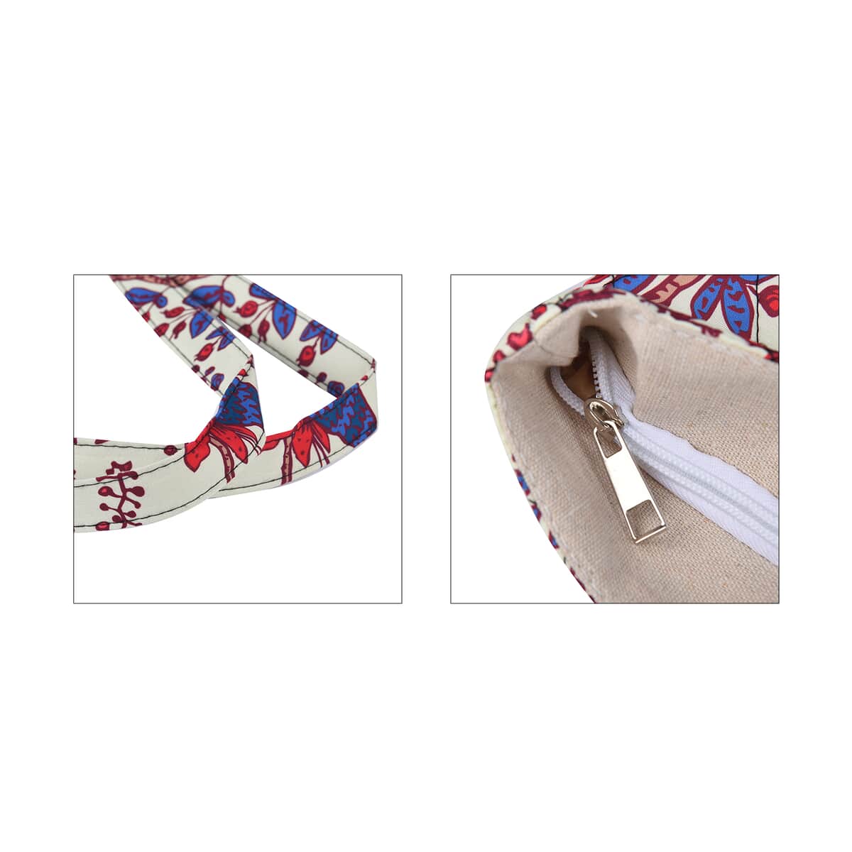 Beige and Mulit Color Flower Pattern Tote Bag (17"x4.5"x13.5") image number 4