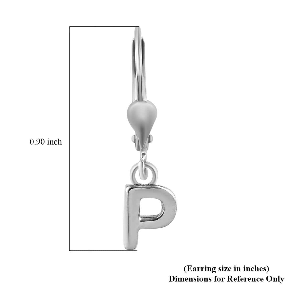 Platinum Over Sterling Silver Initial P Earrings image number 5