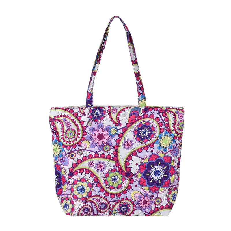 Multi Purple Paisley Pattern Tote Bag