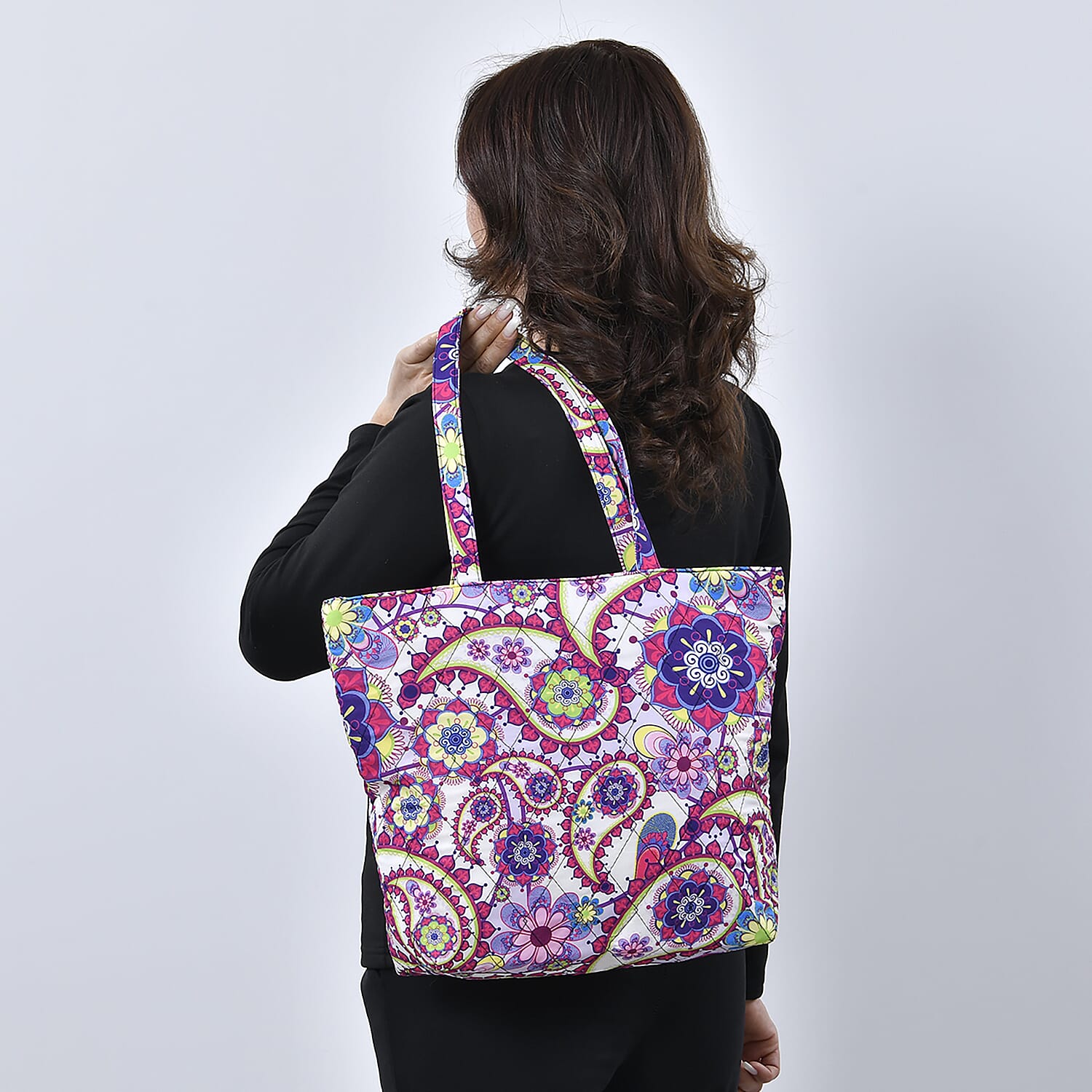 Multi Purple Paisley Pattern Tote Bag