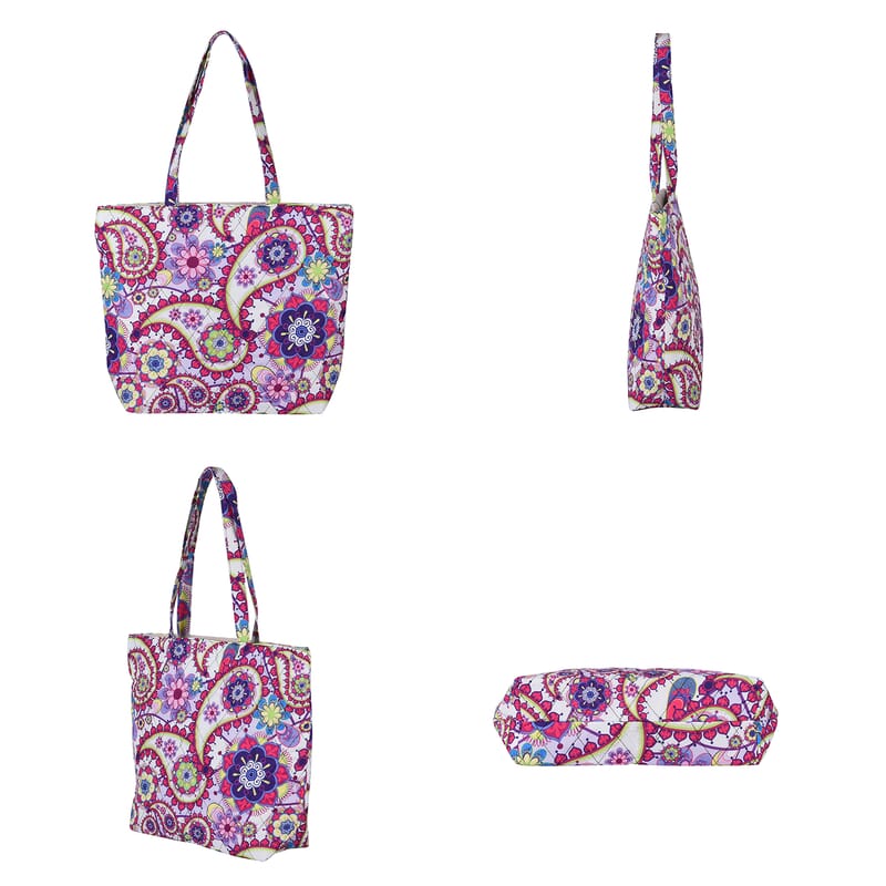 Multi Purple Paisley Pattern Tote Bag