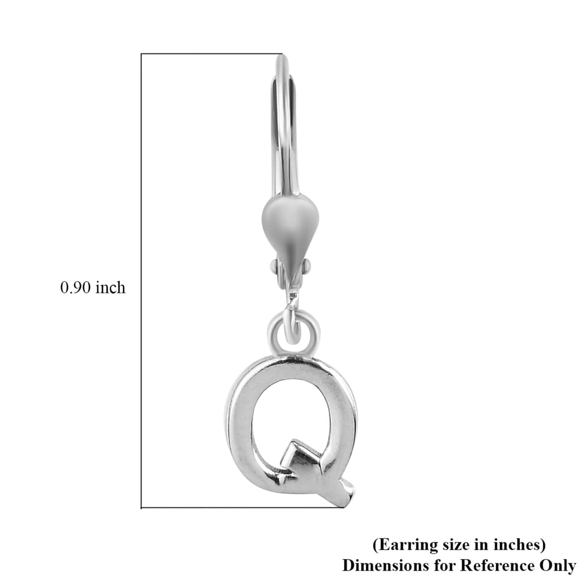 Platinum Over Sterling Silver Dangle Initial Q Earrings image number 5