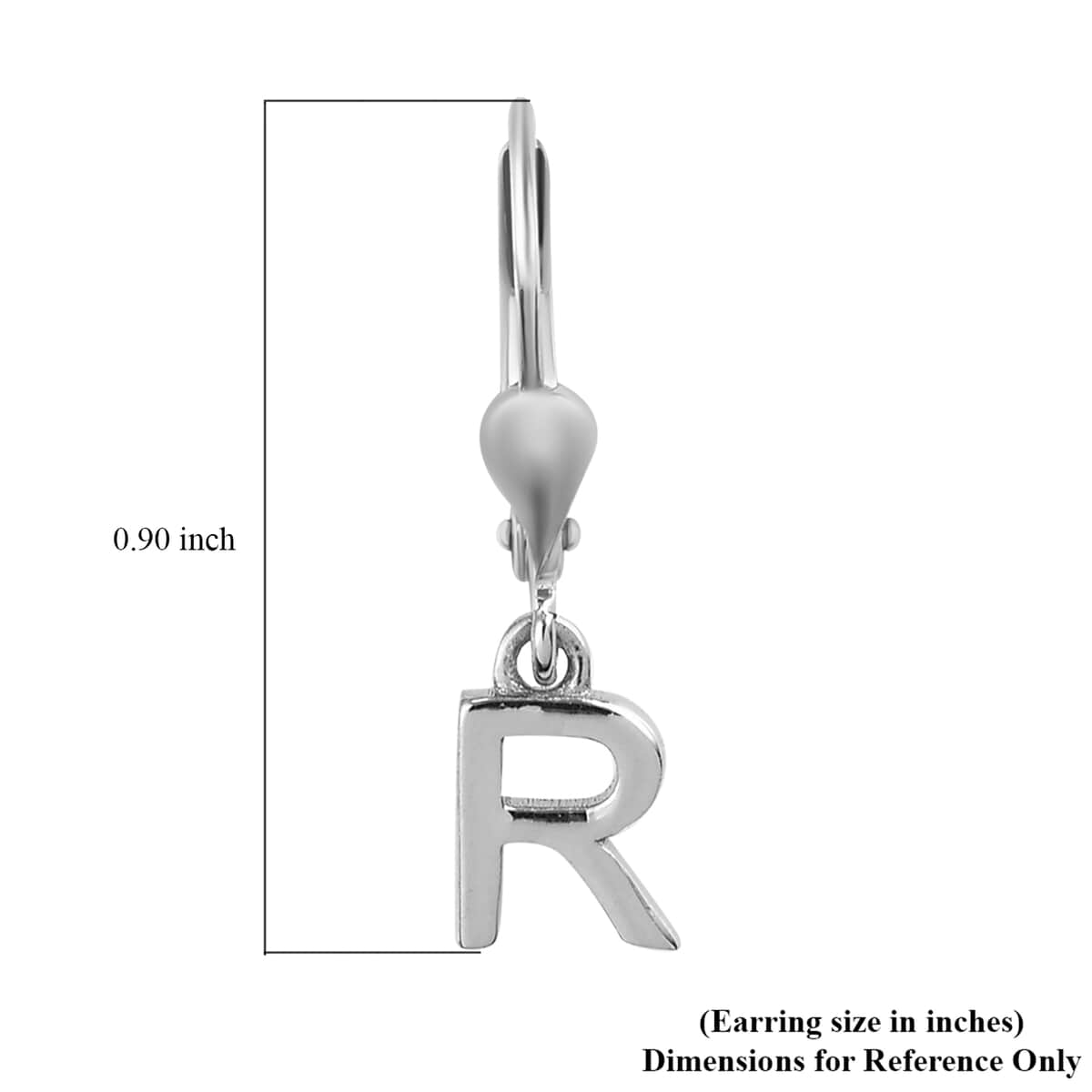 Platinum Over Sterling Silver Initial R Earrings image number 5