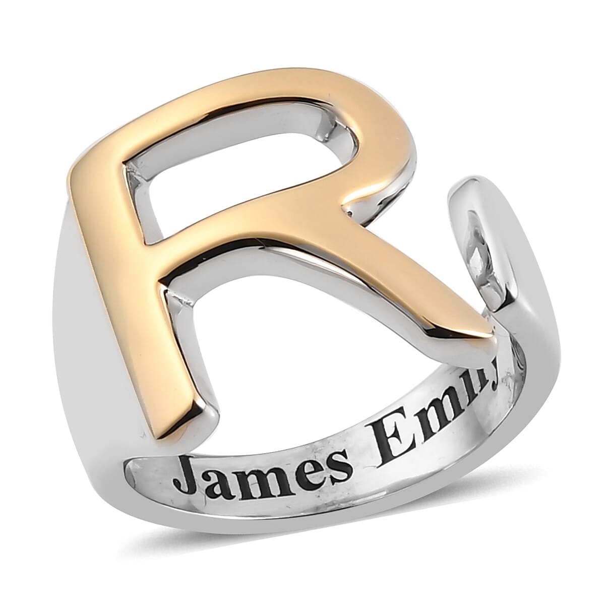 Personalized Initial R Ring in 18K YG Plated and Platinum Bond (Size 10.0) image number 0