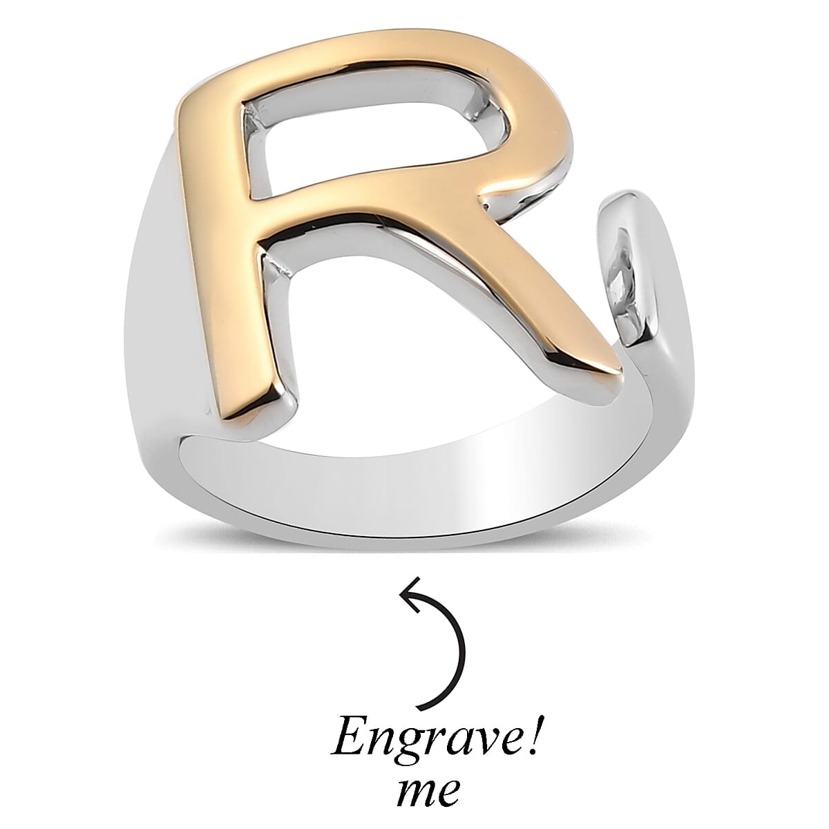 Personalized Initial R Ring in 18K YG Plated and Platinum Bond (Size 10.0) image number 2