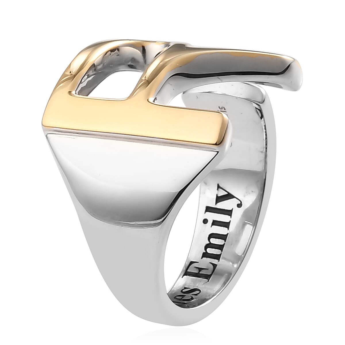Personalized Initial R Ring in 18K YG Plated and Platinum Bond (Size 10.0) image number 3