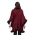 Designer Inspired Burgundy Ruana with Faux Fur Trim - One Size Fits Most image number 1