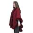 Designer Inspired Burgundy Ruana with Faux Fur Trim - One Size Fits Most image number 2