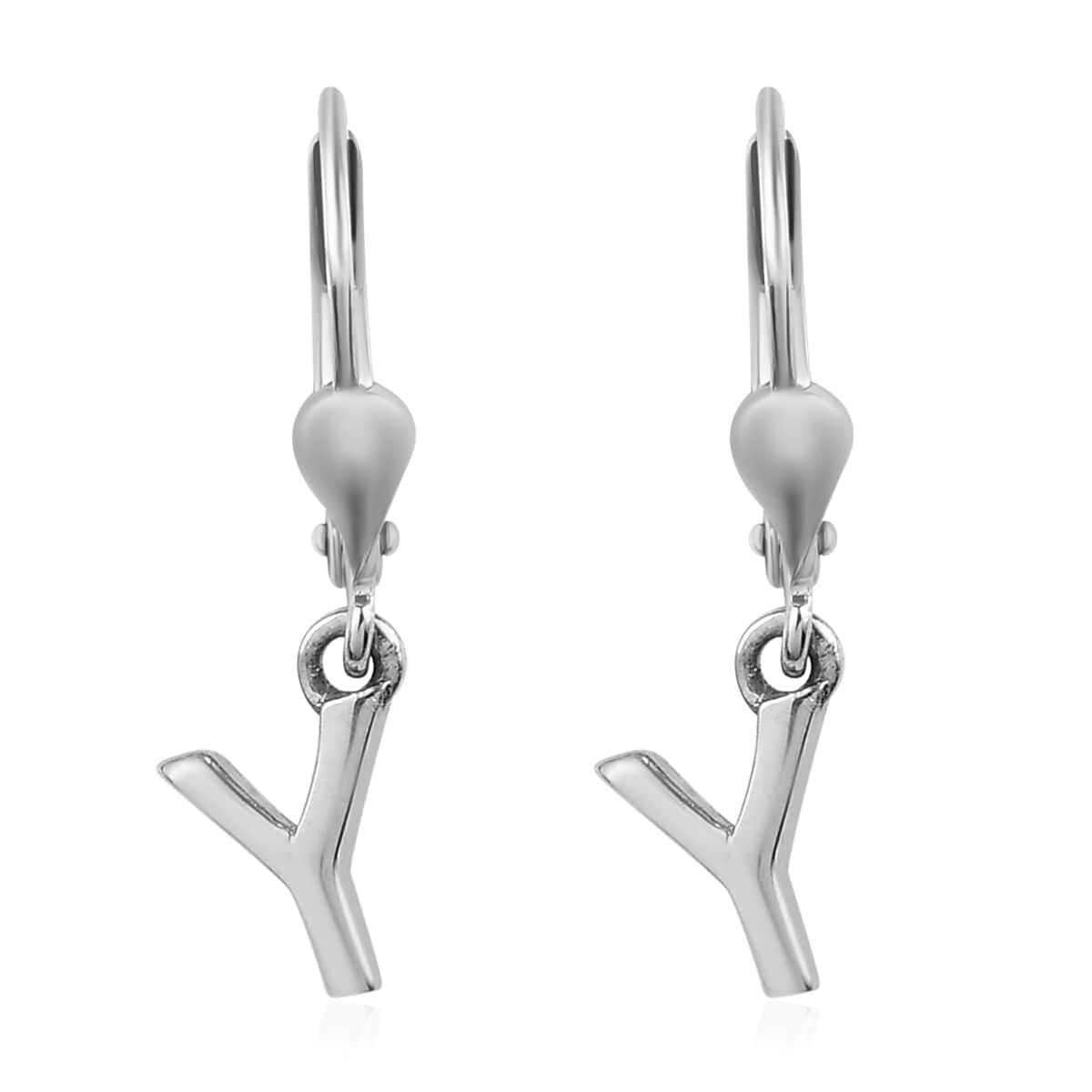 Platinum Over Sterling Silver Dangle Initial Y Earrings image number 0