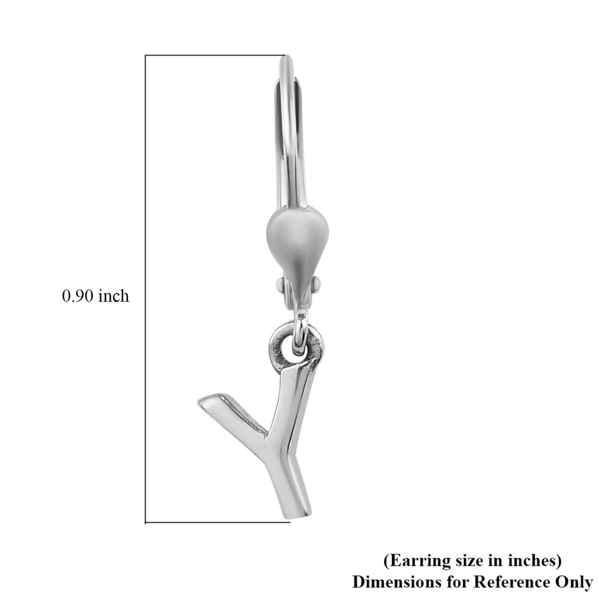 Platinum Over Sterling Silver Dangle Initial Y Earrings image number 5
