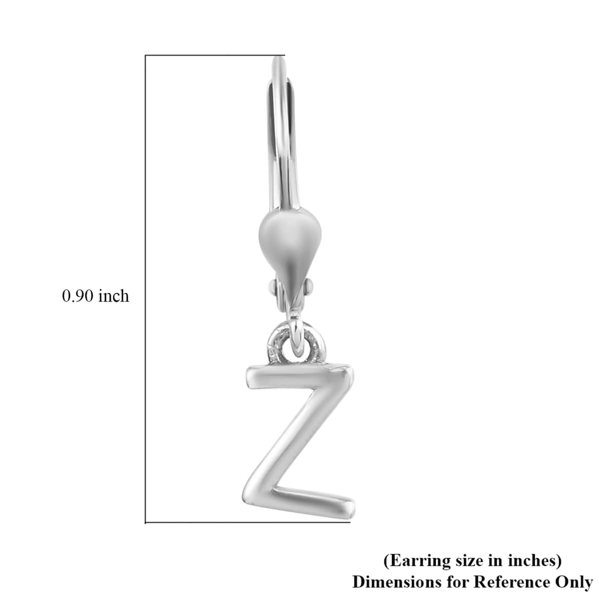Platinum Over Sterling Silver Initial Z Earrings image number 5