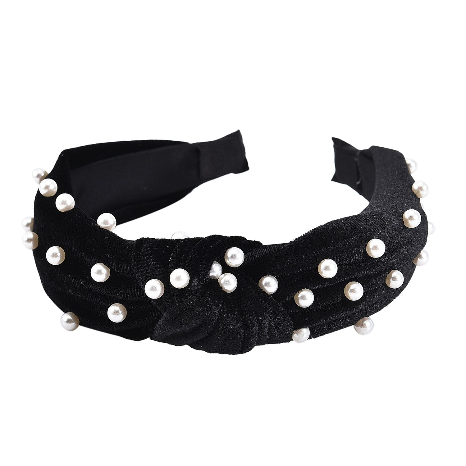 Set of 3 Black, Pink and Cream Head Band with Glittering Beads Charm