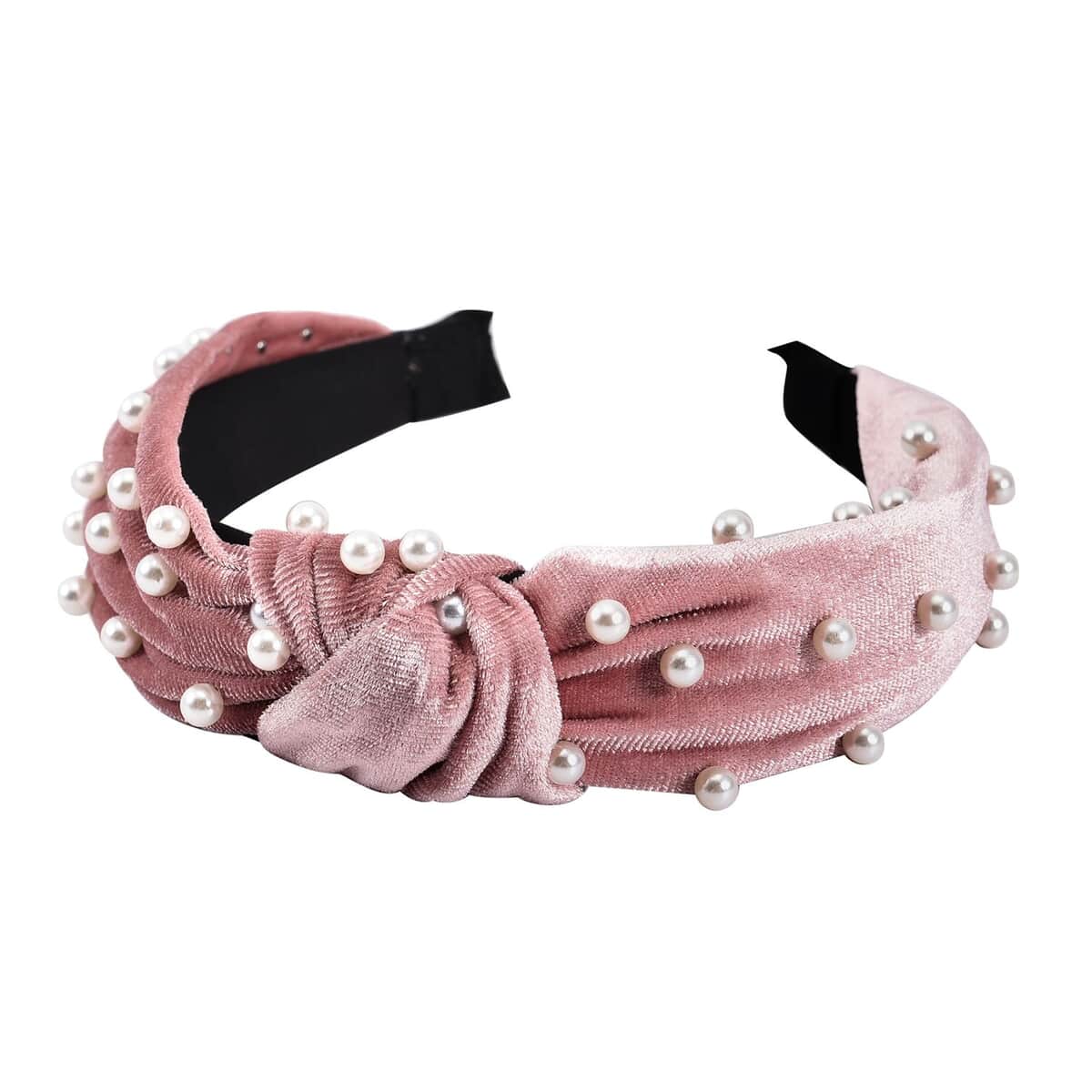 Set of 3 Black, Pink and Cream Head Band with Glittering Beads Charm image number 2