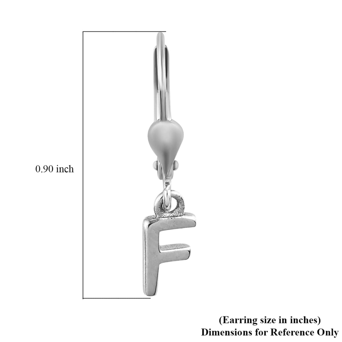Platinum Over Sterling Silver Dangle Initial F Earrings image number 5