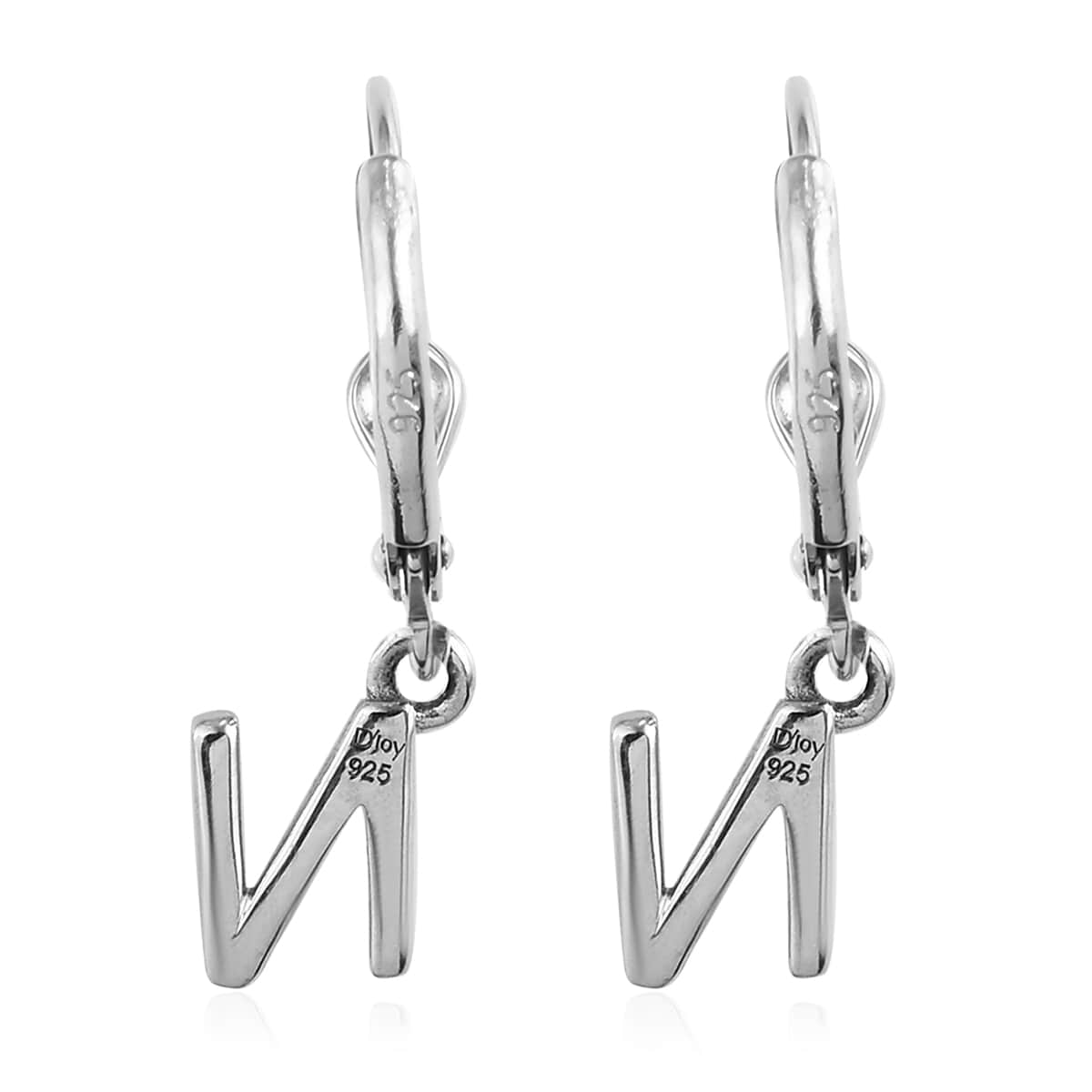 Platinum Over Sterling Silver Dangle Initial N Earrings image number 4