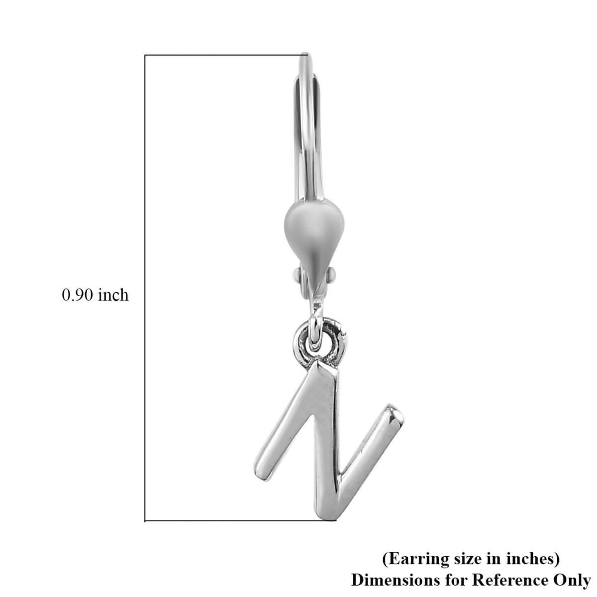 Platinum Over Sterling Silver Dangle Initial N Earrings image number 5