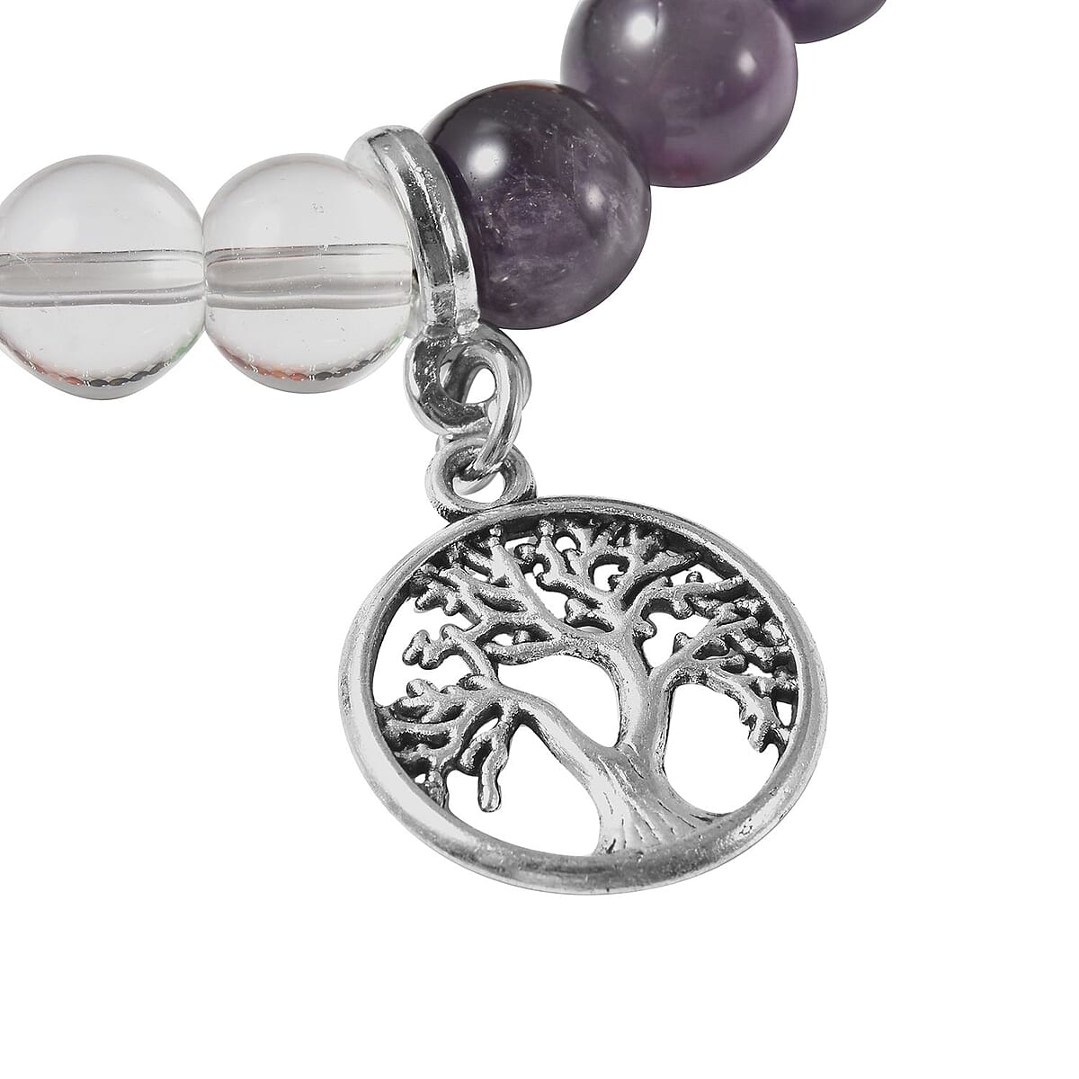 The 7 Chakras Jewelry Gift Set with Multi Gemstone Beads and Tree of Life Charm Bracelet in Silvertone (6.50 In) 82.00 ctw image number 3
