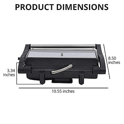 Homesmart Black 2-Slice Press Grill with Non-Stick Coating and Floating Hinge System