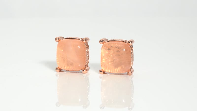 Galilea Rose Quartz Button Shape Stud Earrings in Rosetone 2.00 ctw